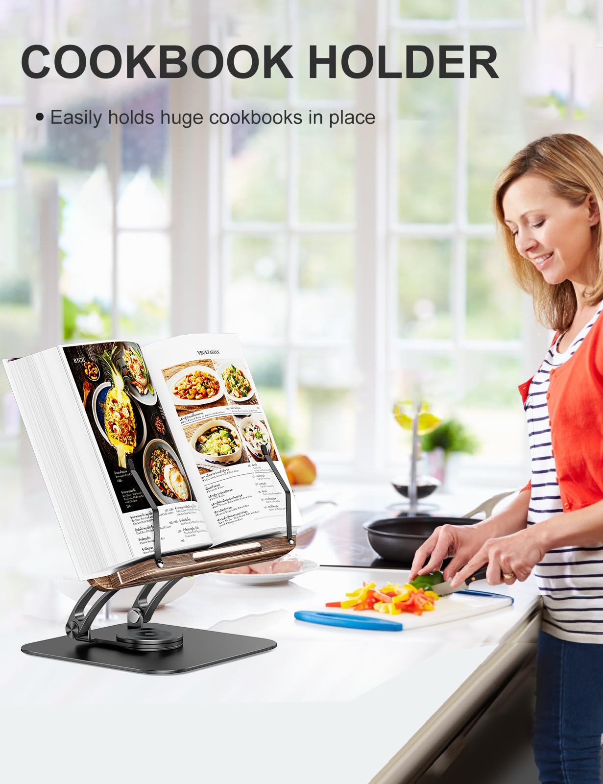 Tounee Adjustable Book Stand – 360 Swivel Foldable Holder for Reading