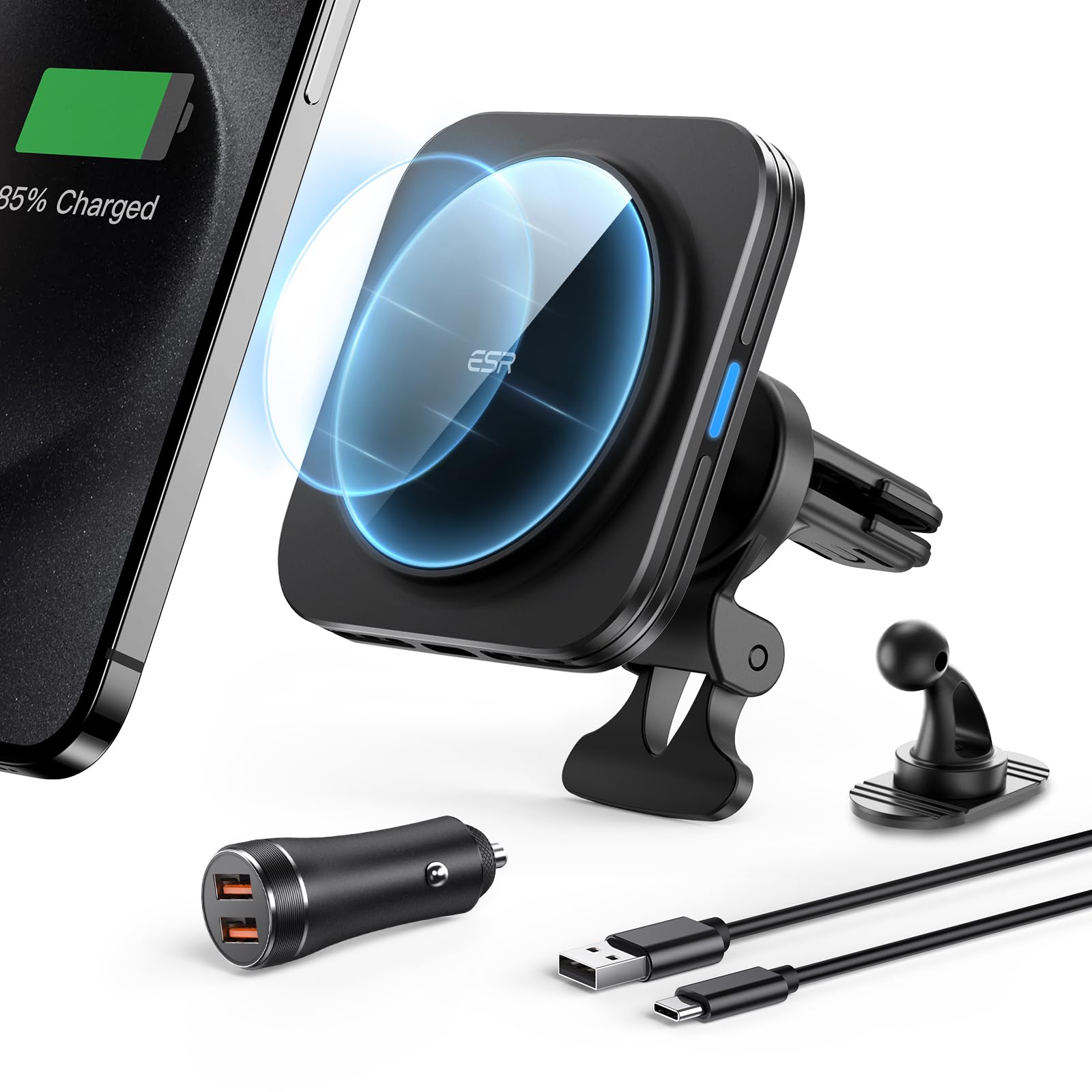 ESR MagSafe Car Mount Charger | 15W Fast Wireless Magnetic Holder