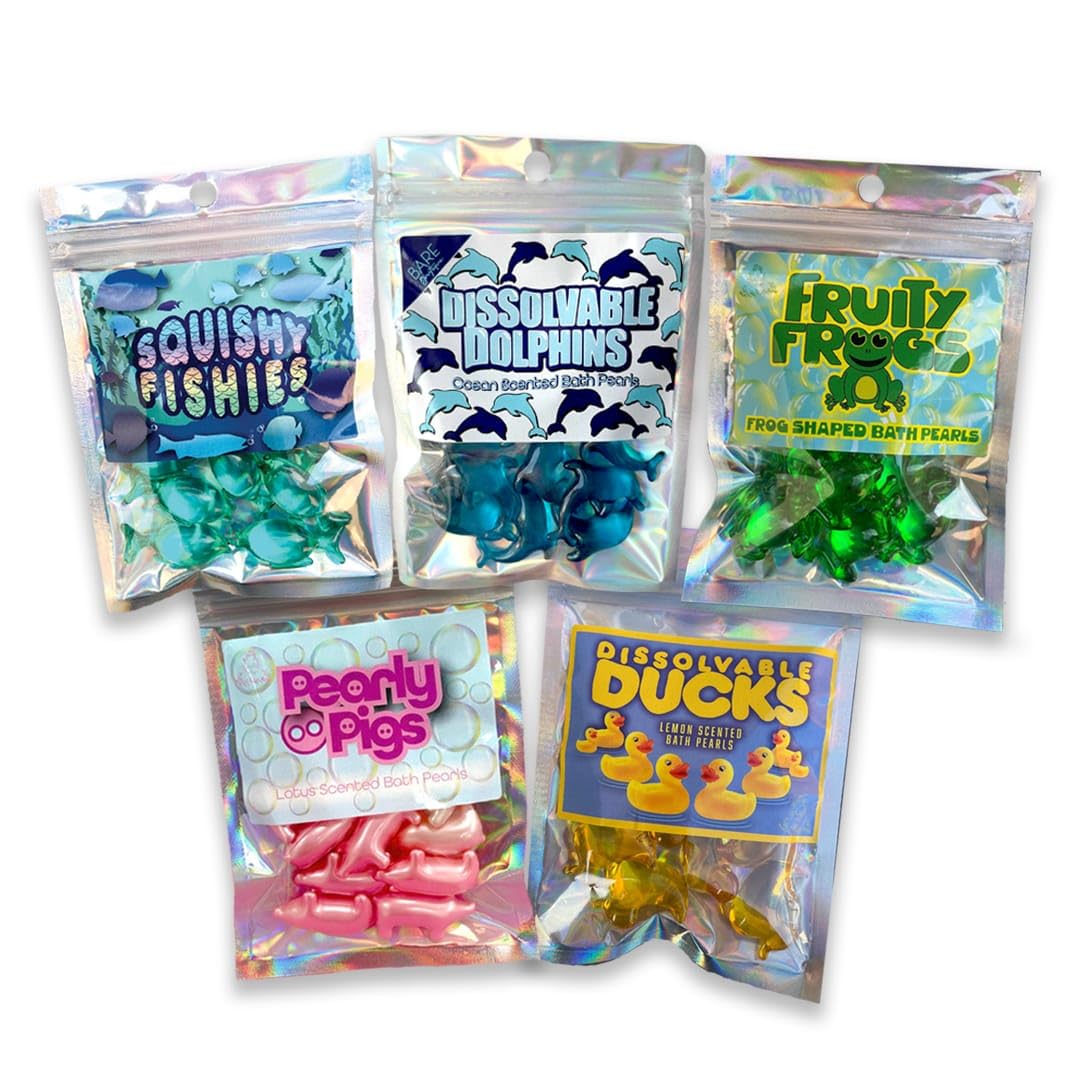 Animal Bath Oil Beads – 50 Biodegradable Bath Pearls Gift Set