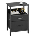 YMYNY Bedside Table | Modern Nightstand with 2 Fabric Drawers & Metal Frame