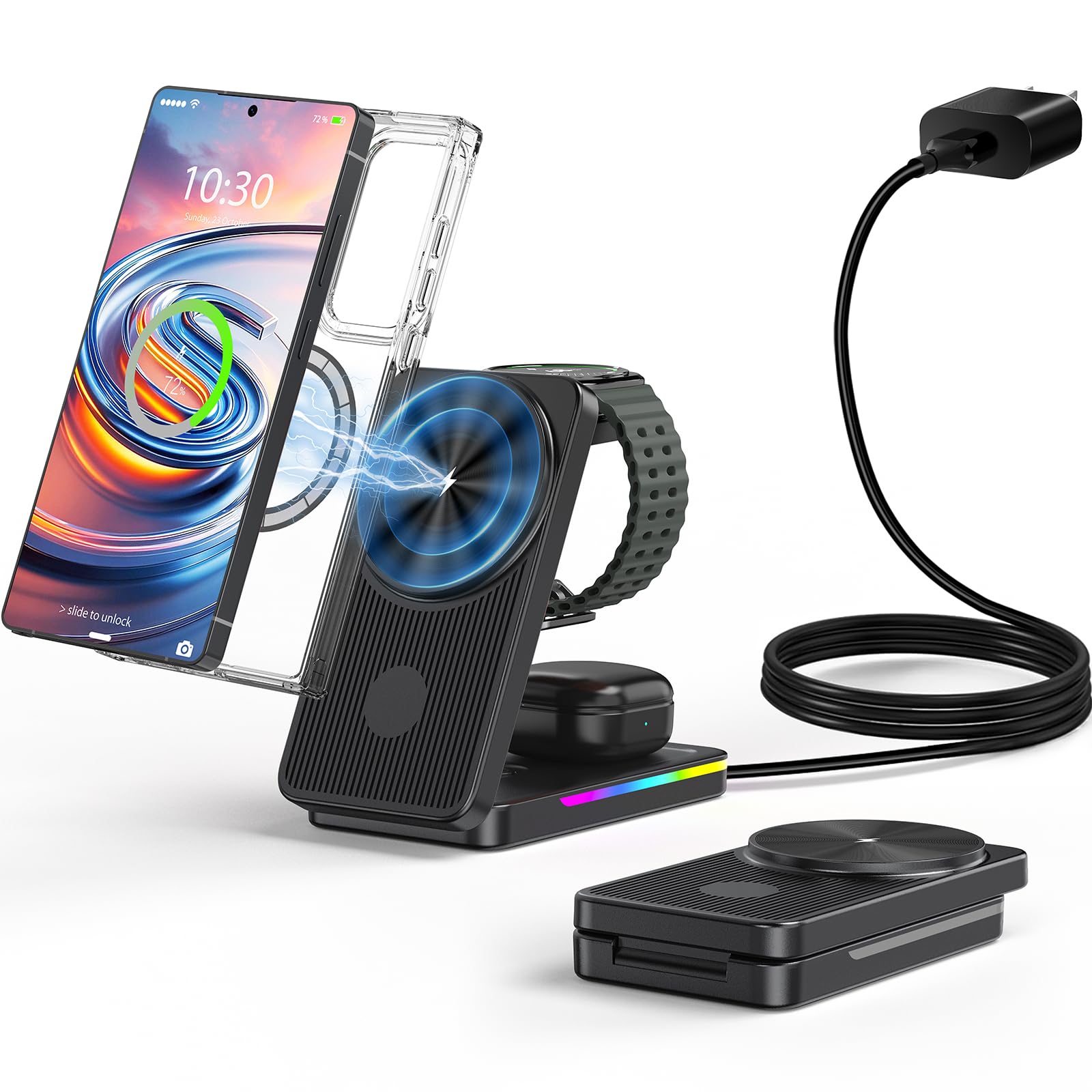 Jolof Store 3-in-1 Foldable Magnetic Wireless Charger for Samsung Galaxy