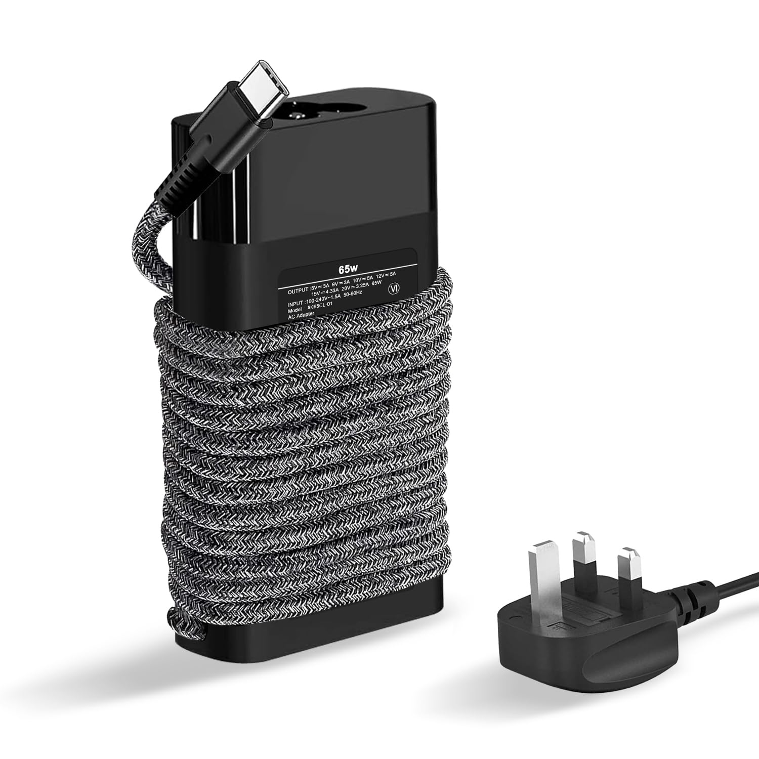 SiKER 65W USB C Laptop Charger | Fast Charging Nylon Cable for HP