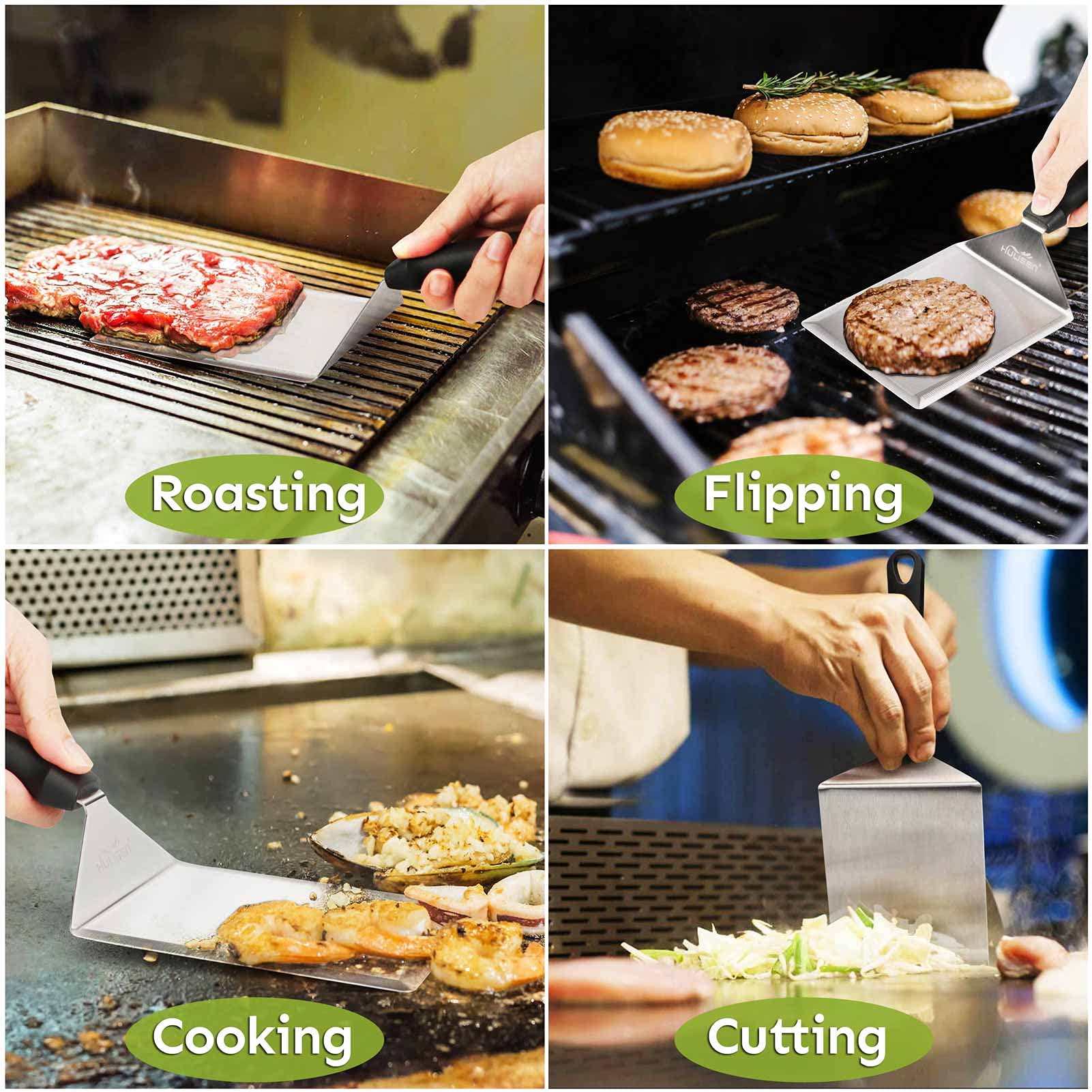 HULISEN Smashed Burger Kit | 6-Piece Stainless Steel Griddle Accessories