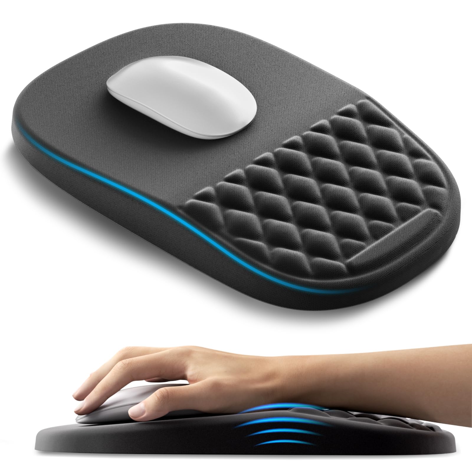 AUEDROT Ergonomic Mouse Pad with Gel Wrist Rest Support – Non-Slip Black