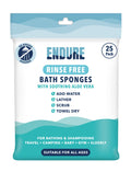 Endure Rinse Free Bath Shower Sponge | Body Wash Wipes (25 Pack)