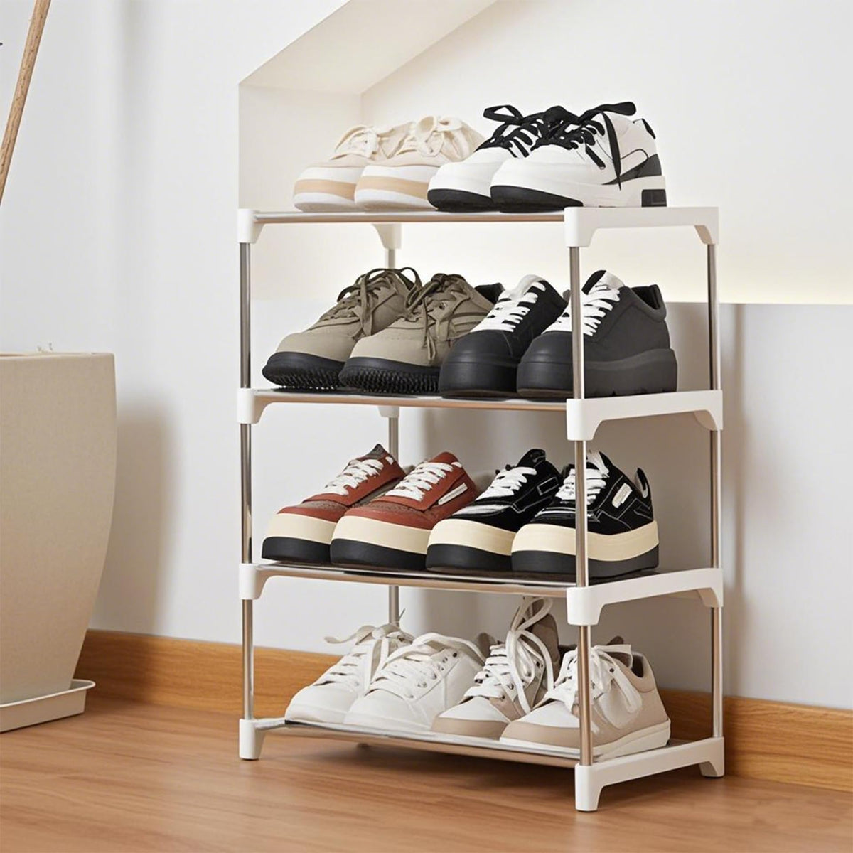 OLYREO White Small Shoe Rack 4 Tier Shoe Racks Storage for Hallway, Closet - image 5