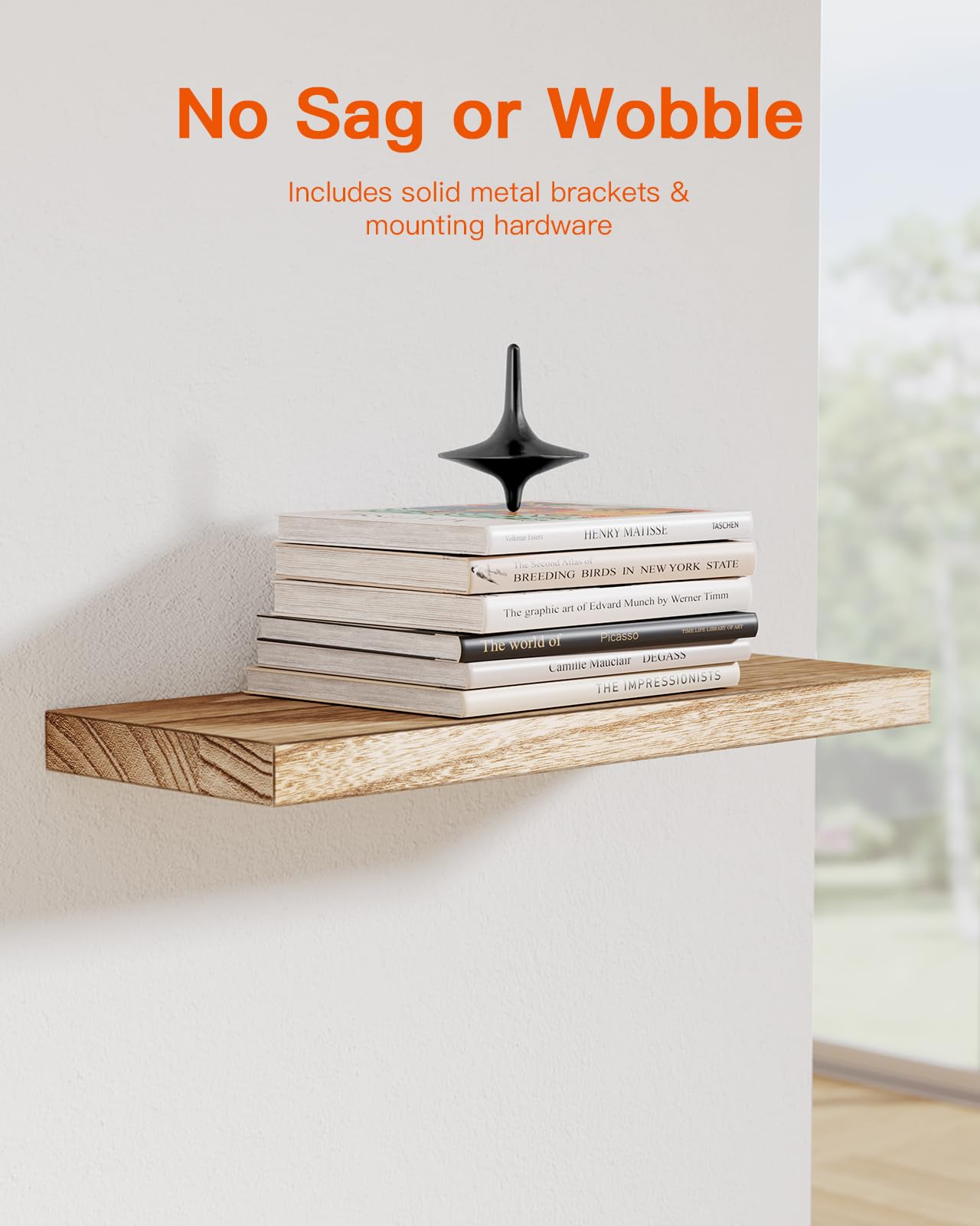 Pipishell Floating Shelves – 40cm Paulownia Wood Wall Shelves, Set of 4
