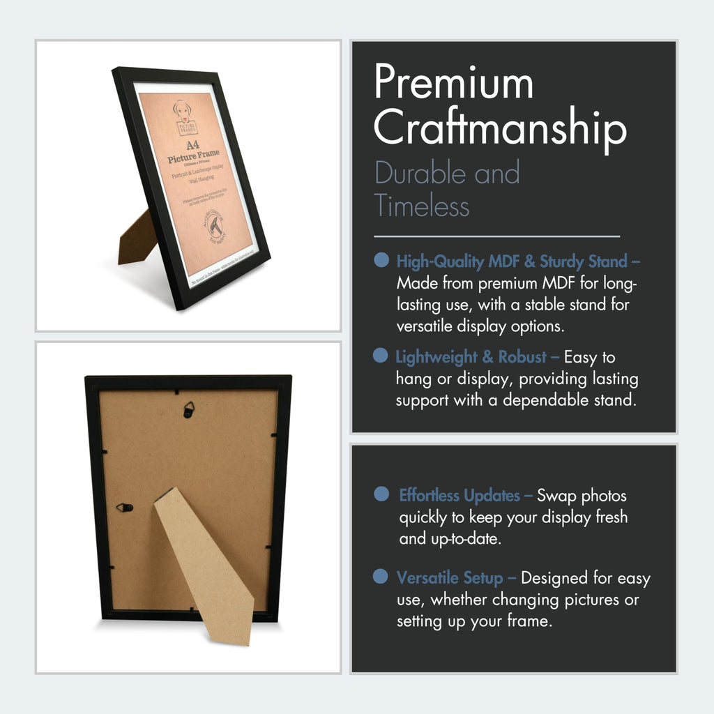 Jolof Store A4 Black Picture Frames - 12 Pack Modern MDF Photo Frames