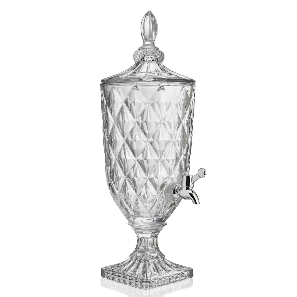 0.8 Gallon Glass Drink Dispenser | Diamond Pattern Beverage Server