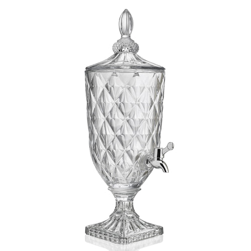 0.8 Gallon Glass Drink Dispenser | Diamond Pattern Beverage Server