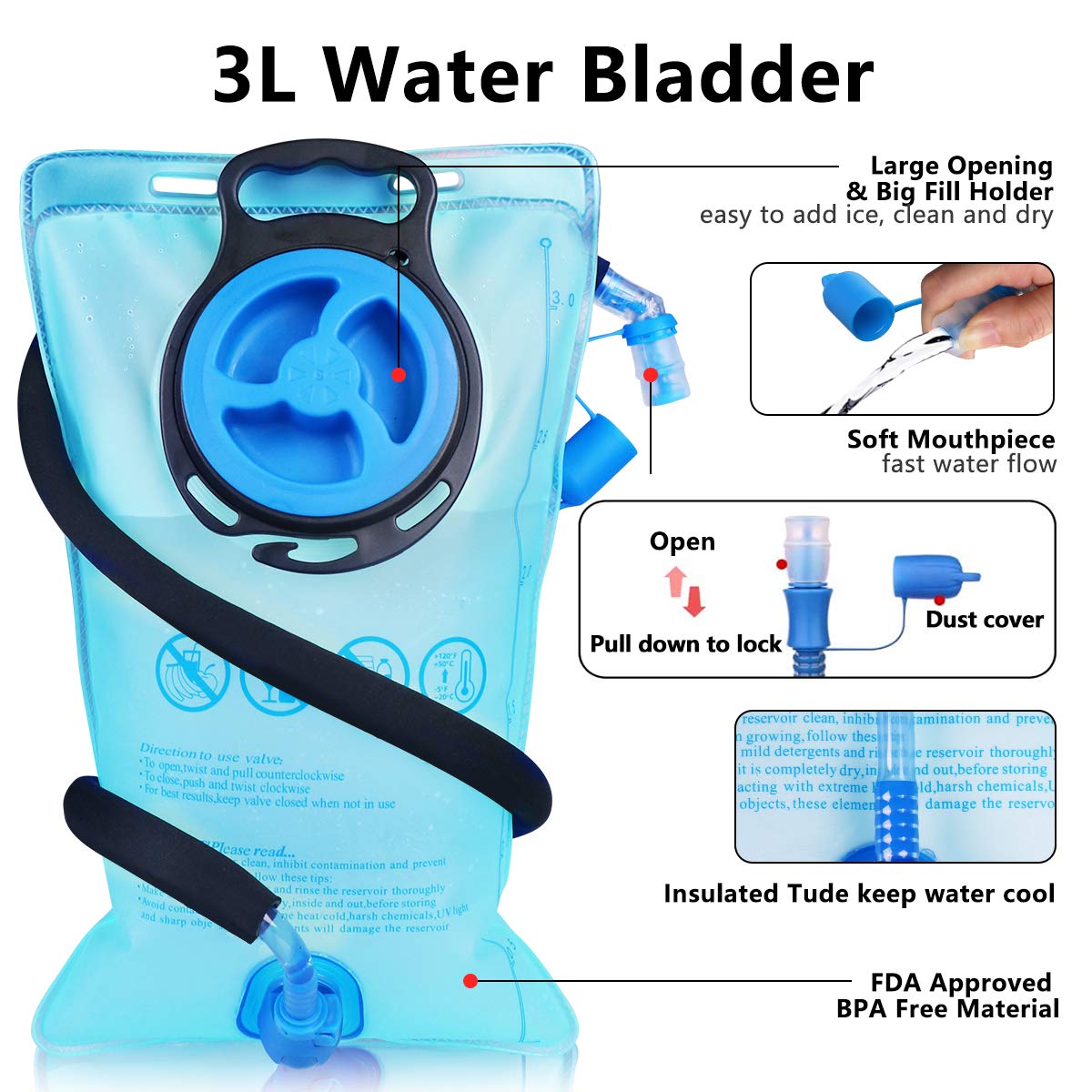 Lunidry 15L Hydration Backpack with 3L Water Bladder – Insulated Hiking Pack