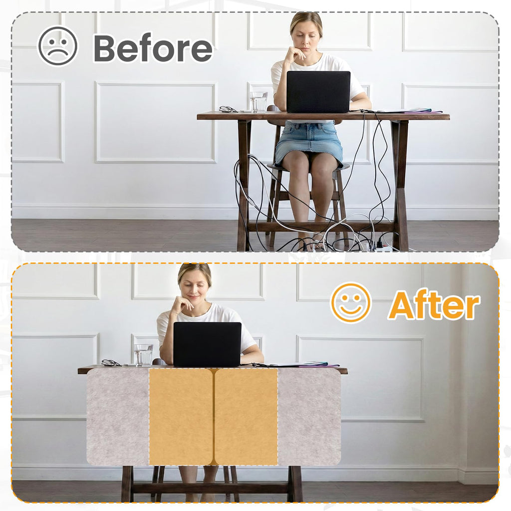 2-Pack Felt Desk Dividers, Clamp-On Privacy Panels, 40 x 60 cm, Oatmeal - image 5