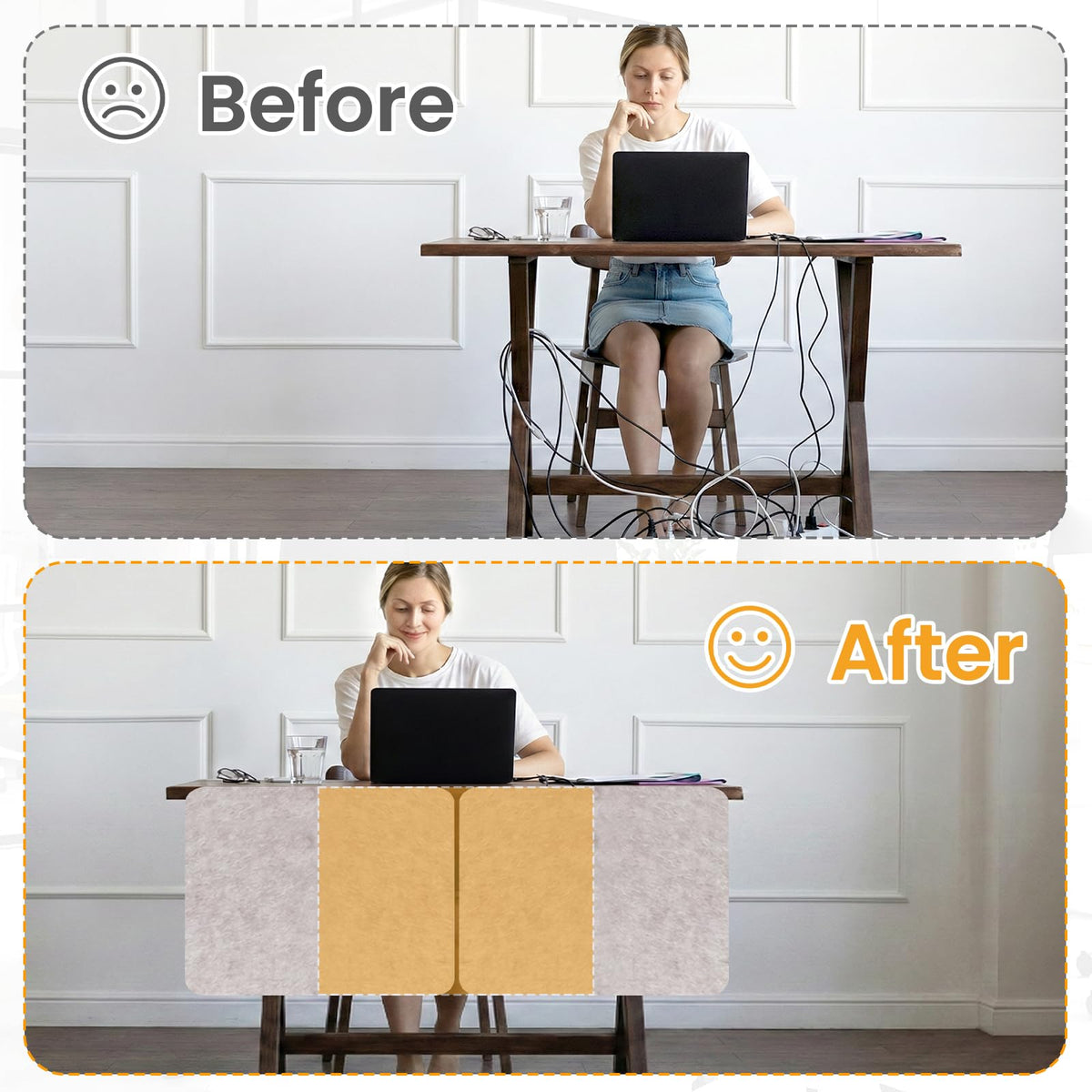2-Pack Felt Desk Dividers, Clamp-On Privacy Panels, 40 x 60 cm, Oatmeal - image 5