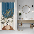 Jolof Store Boho Shower Curtain – Abstract Gold Leaves Sun Polyester