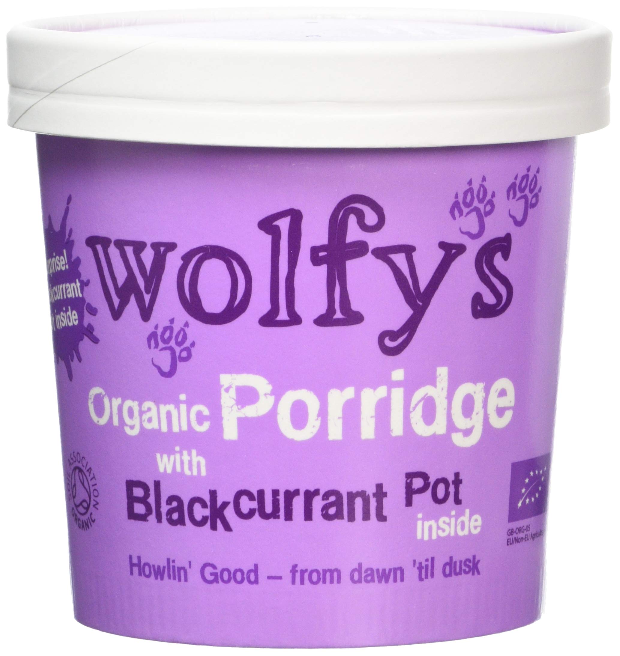 Wolfy's Organic Porridge with Blackcurrant Jam - 90g Pots (Pack of 6)