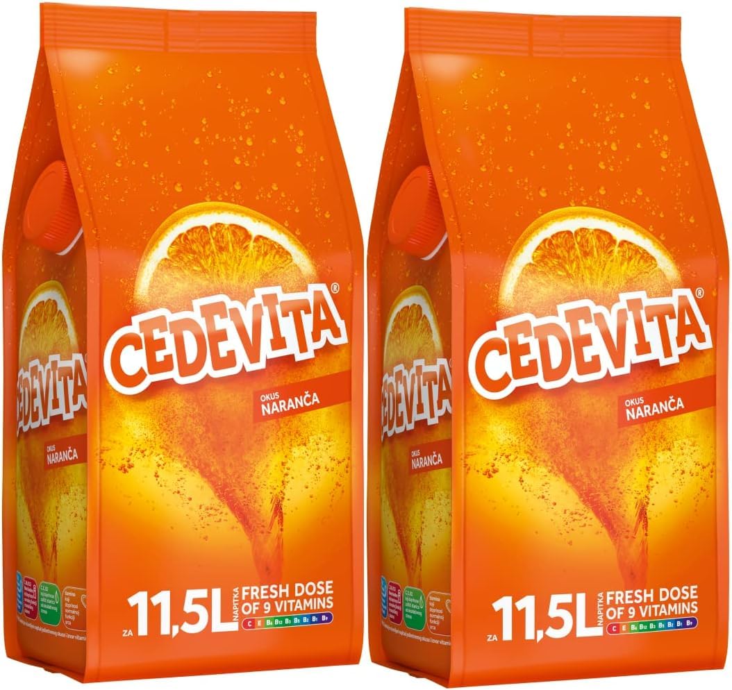 Cedevita Orange Effervescent Vitamin Powder Drink Mix - 2 x 1kg (26L)