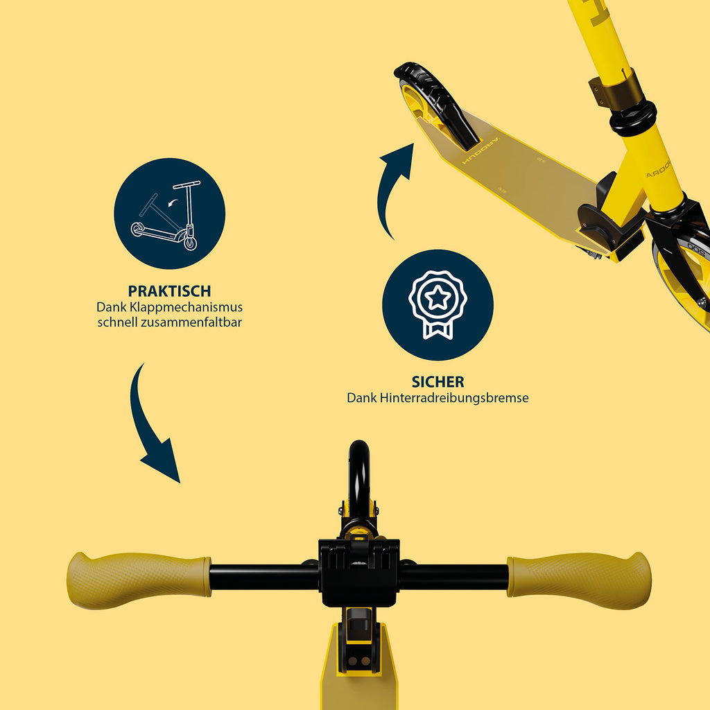 HUDORA Up 200 Foldable Kick Scooter – Height Adjustable Aluminium