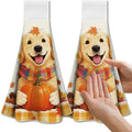 CUTHOLLOW Golden Retriever Pumpkin Hanging Kitchen Towels, Set of 2