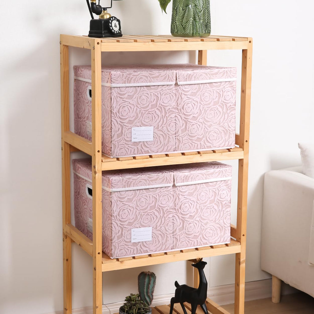 Prandom Storage Boxes with Lids Large.Rose Pattern Fabric Decorative Storage Box, Really Useful Box,Clothing Storage,Cubes - image 2