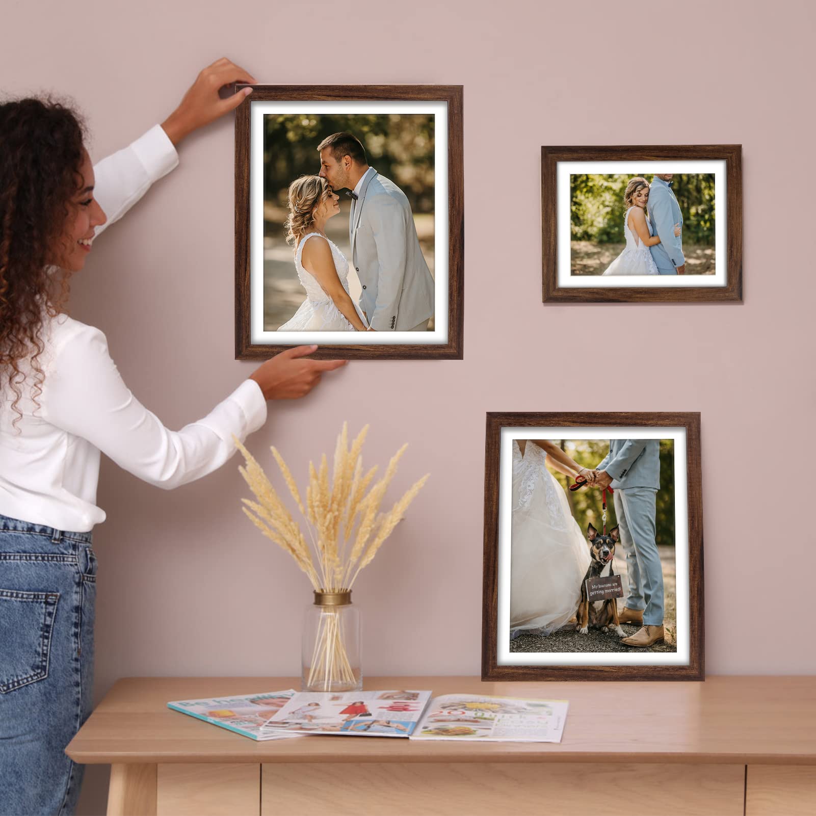 Giftgarden Walnut Brown Picture Frame Set | 10-Piece Gallery Wall Collage