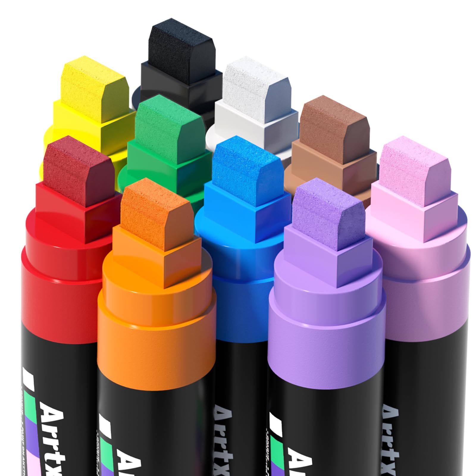 Arrtx 15mm Jumbo Acrylic Paint Pens | 10 Colors Wide Felt Tip Markers