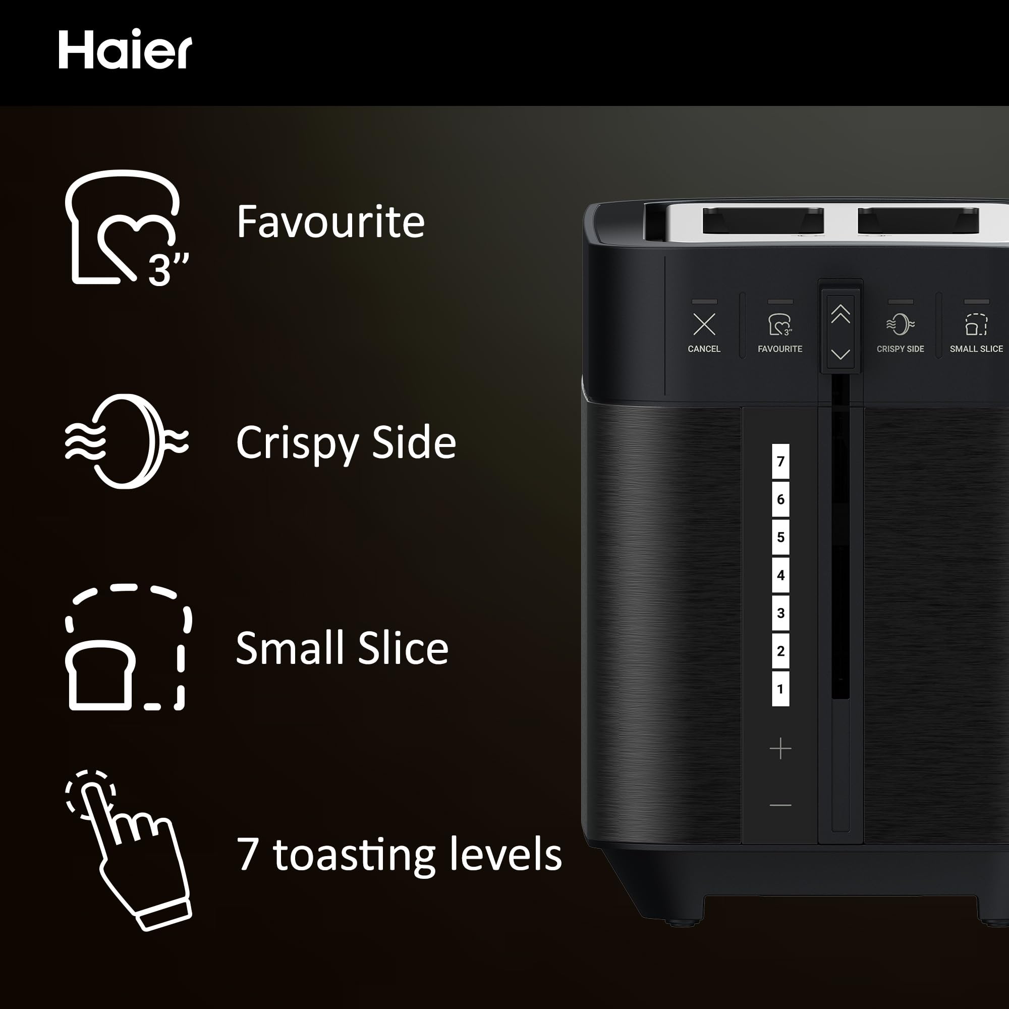 Haier I-Master Series 5 Toaster | 2-Slice Stainless Steel with XL Slots