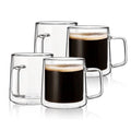 CNGLASS Double Wall Insulated Glass Coffee Mugs - 300ml Set of 4