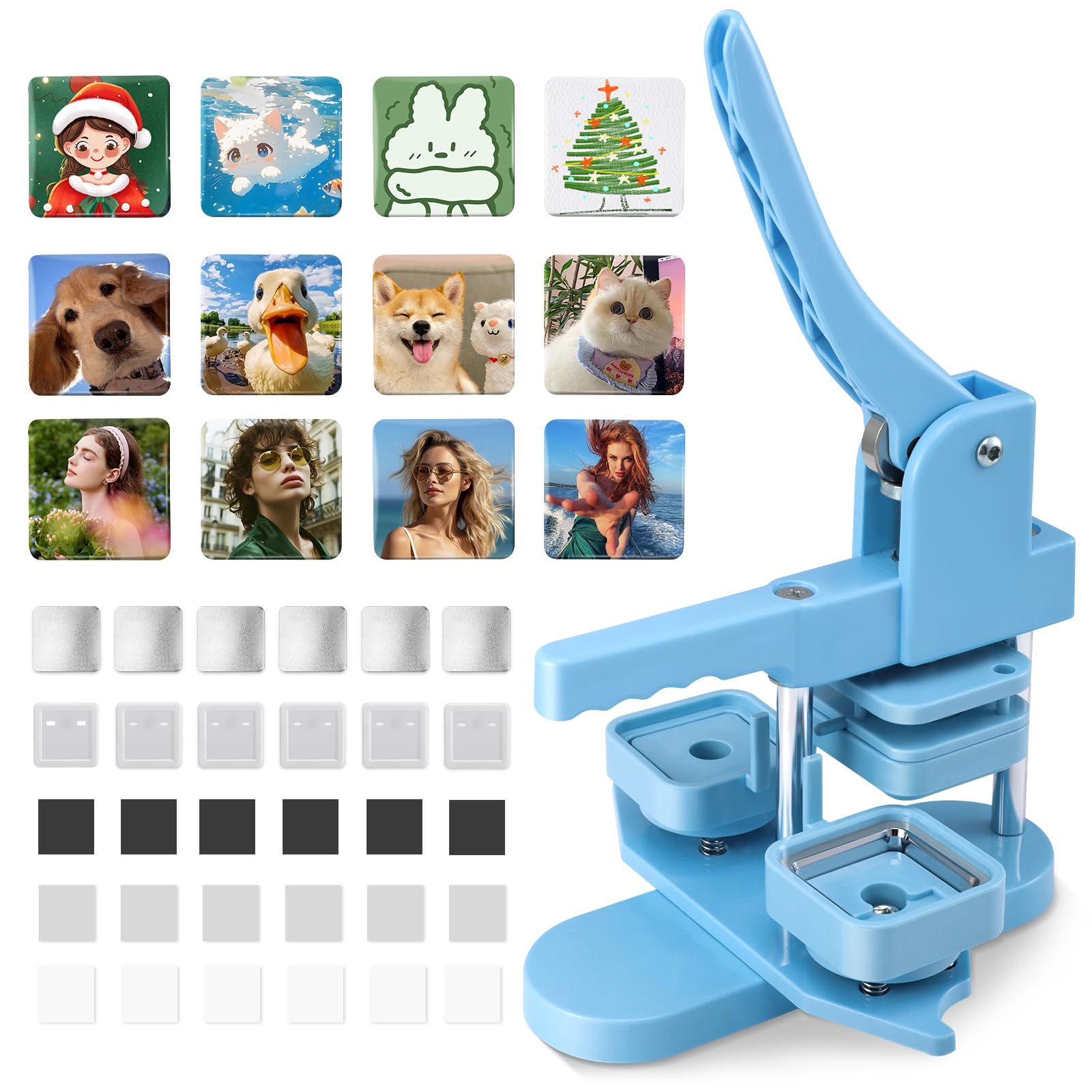 Square Button Maker Machine Kit | 50mm DIY Fridge Magnet Press
