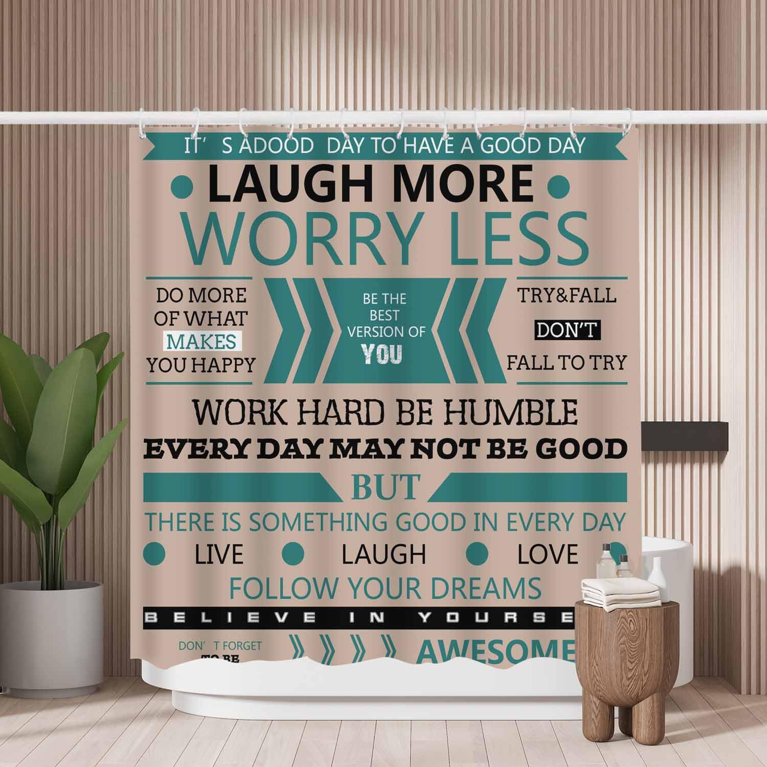 Jolof Store Live Love Life Shower Curtain – Mold Resistant Polyester