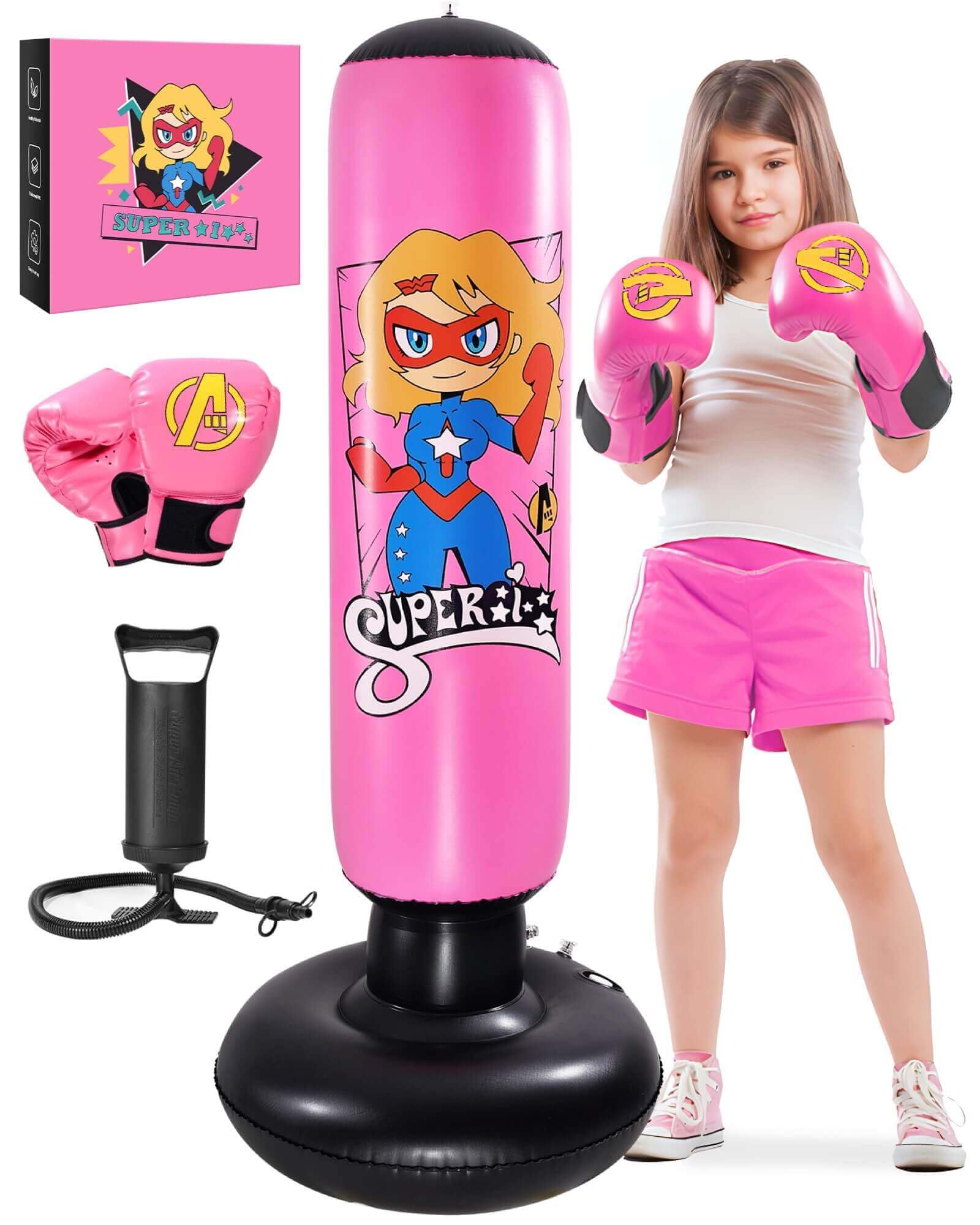 Kids Inflatable Punching Bag Set | 66" Karate & Boxing Kit