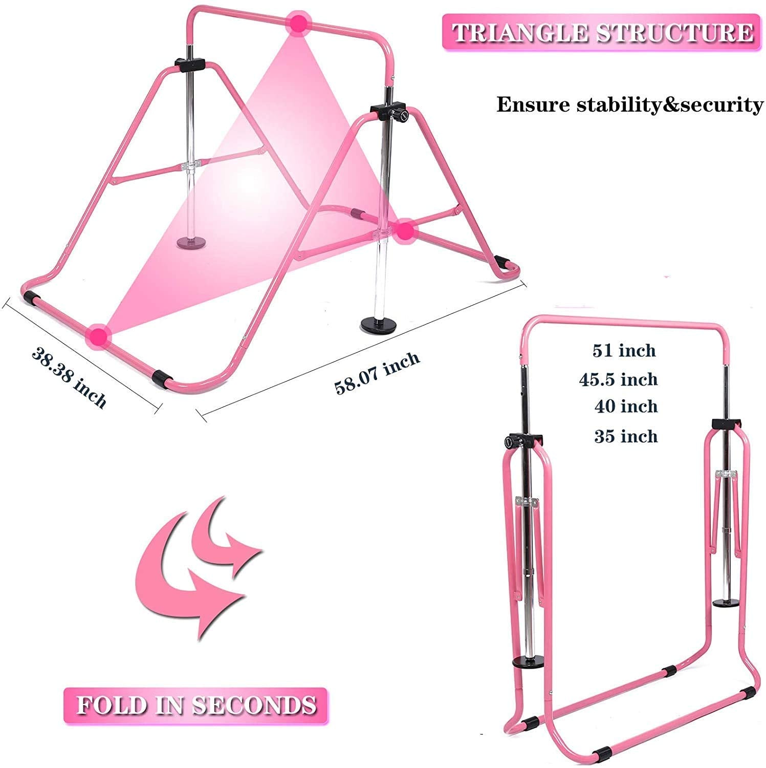Kids Gymnastics Bar – Foldable Adjustable Training Equipment