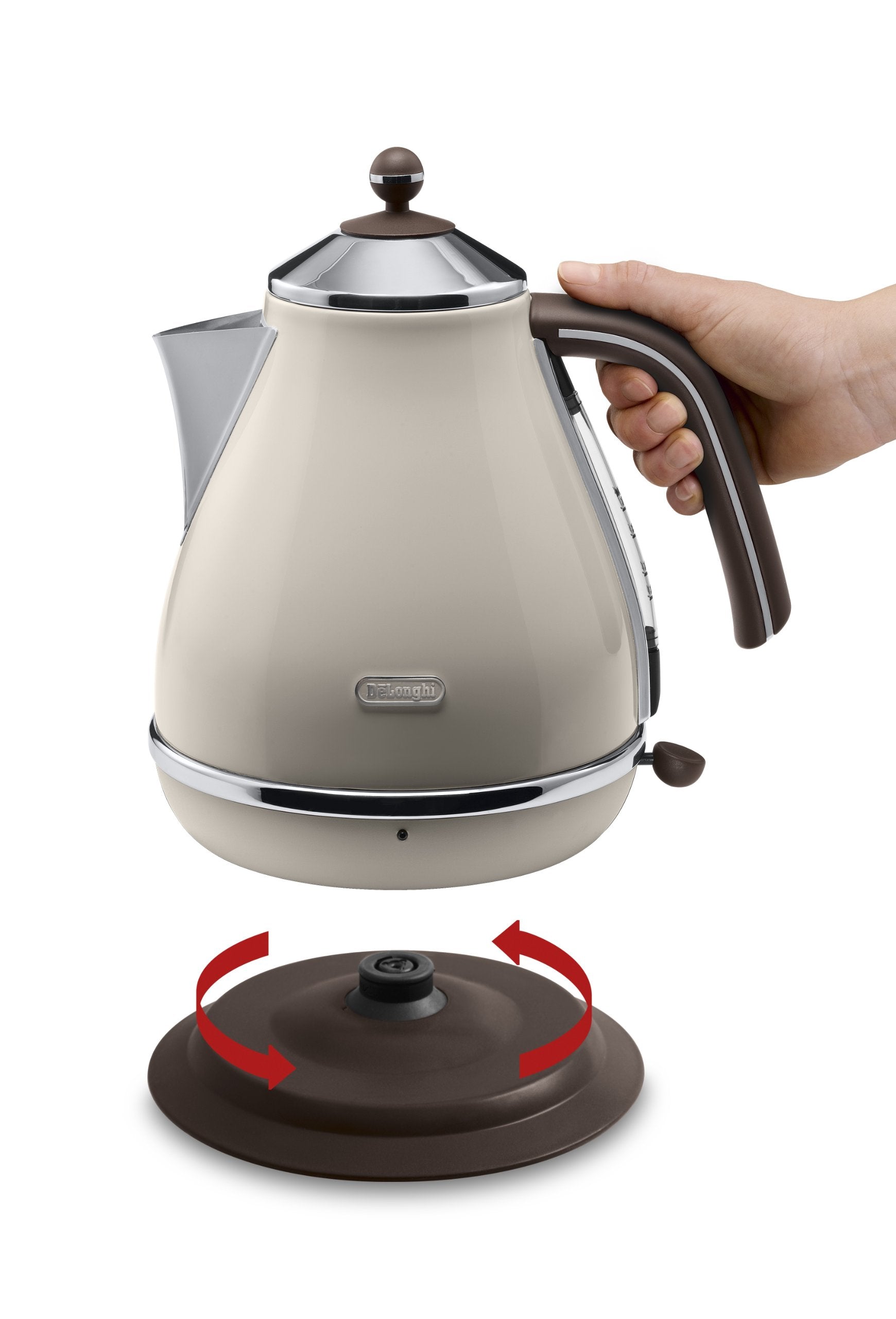 De'Longhi Icona Vintage Electric Kettle – 1.7L Retro Design, Cream