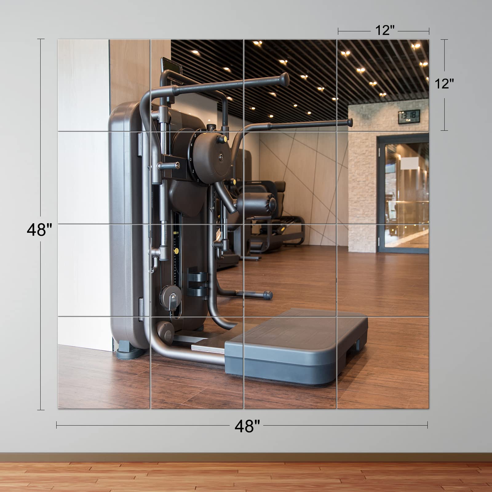 EVENLIVE Gym Mirrors for Home Gym | 16PCS Glass Mirror Tiles, 12x12 Inch