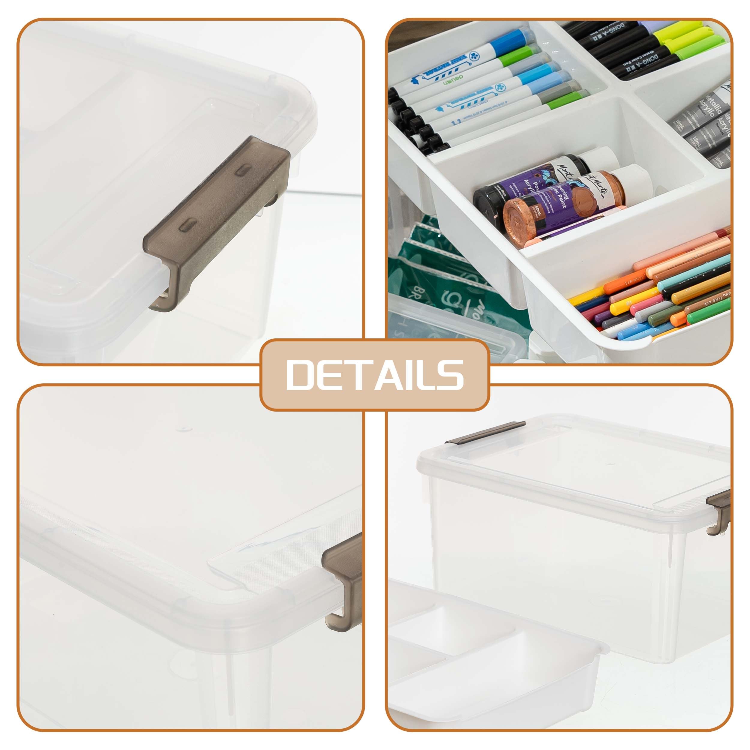 Citylife 16L Clear Plastic Storage Boxes with Removable Tray – 2 Pack
