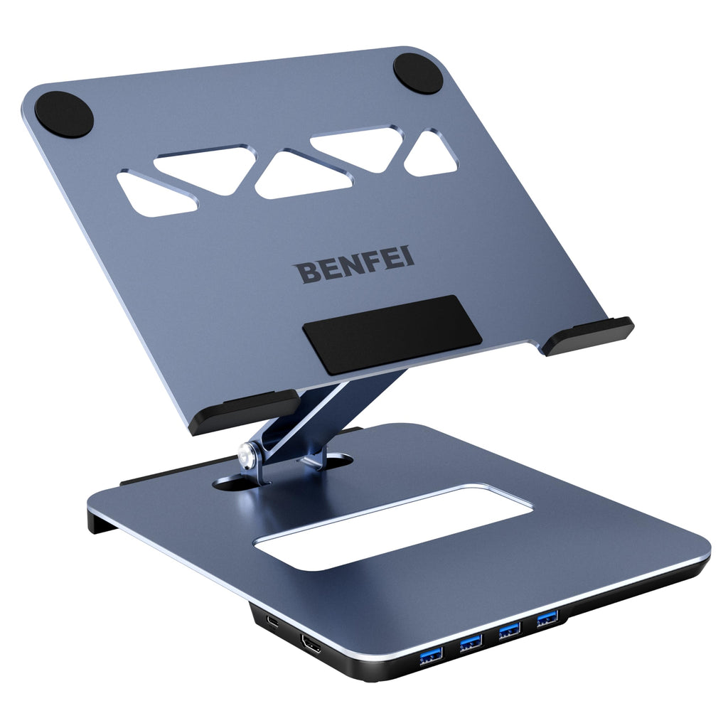 BENFEI Ergonomic Laptop Stand with 6-in-1 USB-C Hub | 4K@60Hz HDMI & 100W PD