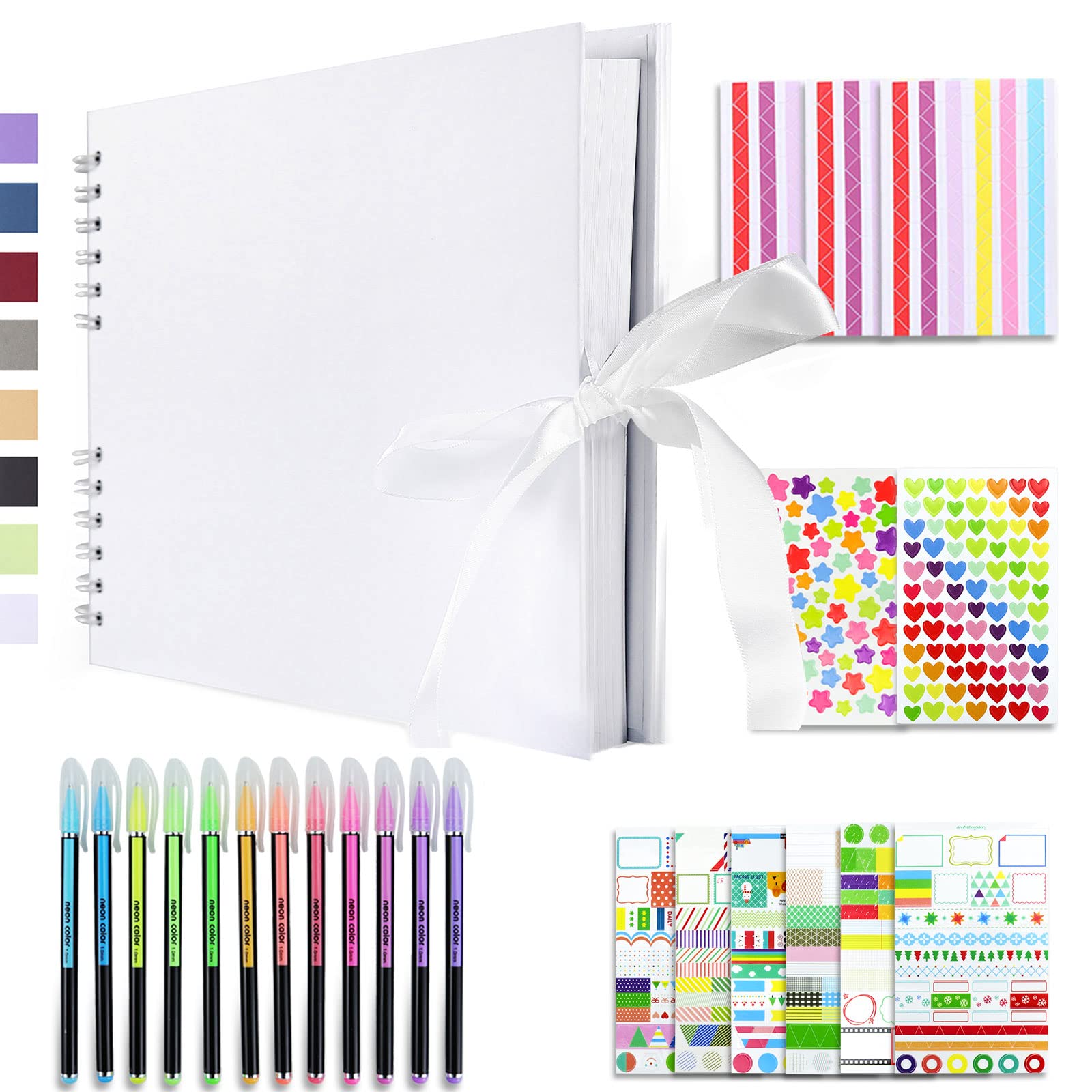 Vienrose Scrapbook Kit | 80 Page DIY Photo Album with Silk Ribbon