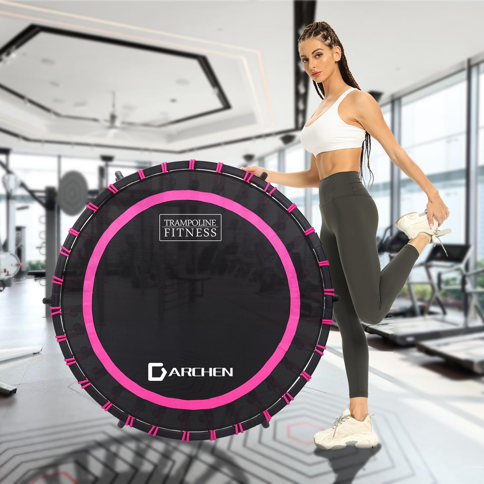 DARCHEN Mini Rebounder Trampoline – 150KG Bungee Fitness Workout, 100cm