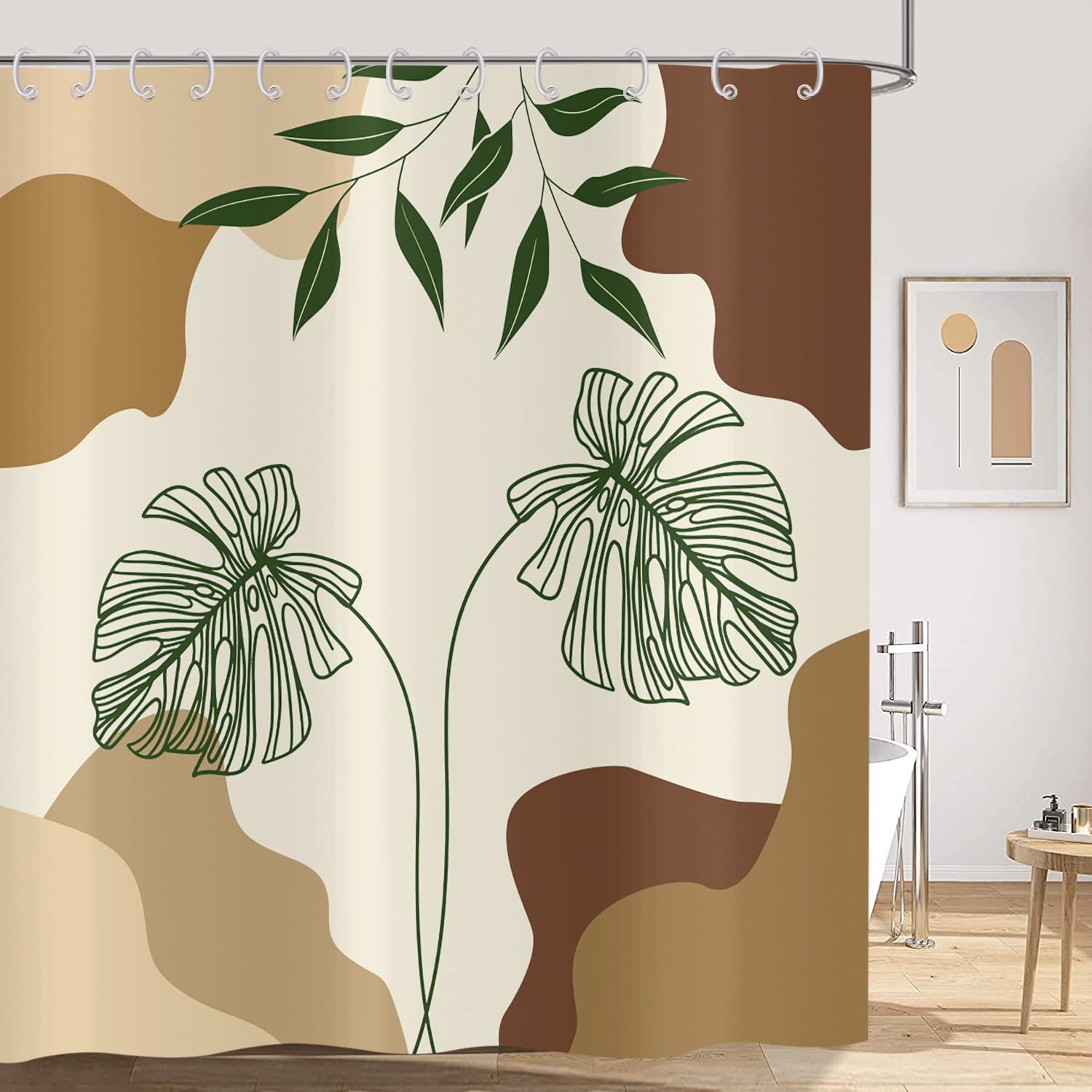 Hnmdmyi Boho Tropical Leaf Shower Curtain | Waterproof Polyester, 71x71"