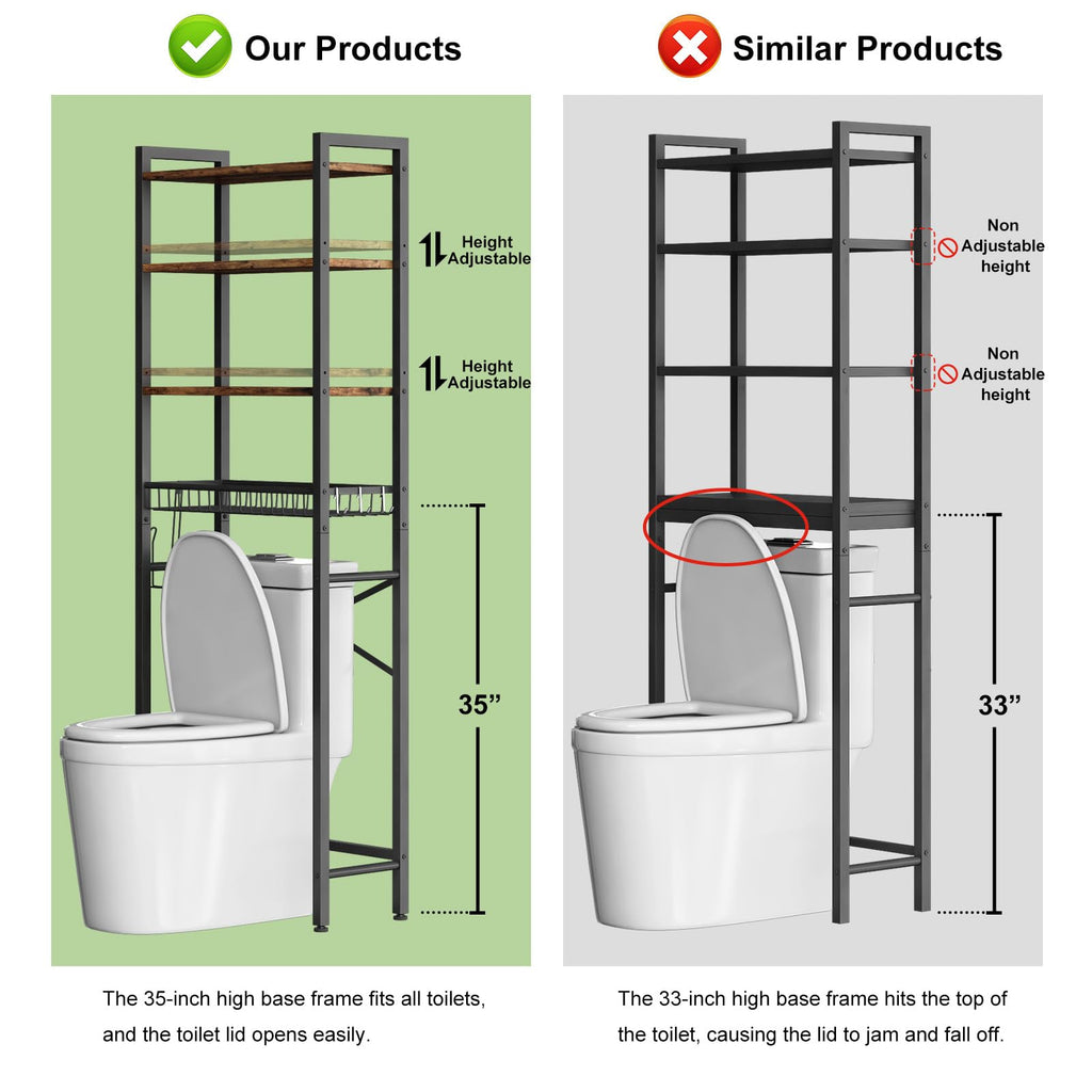 CAPHAUS Over The Toilet Storage Rack, 4-Tier Bathroom Organizer Shelf Over Toilet with Adjustable Shelf and Basket - image 2