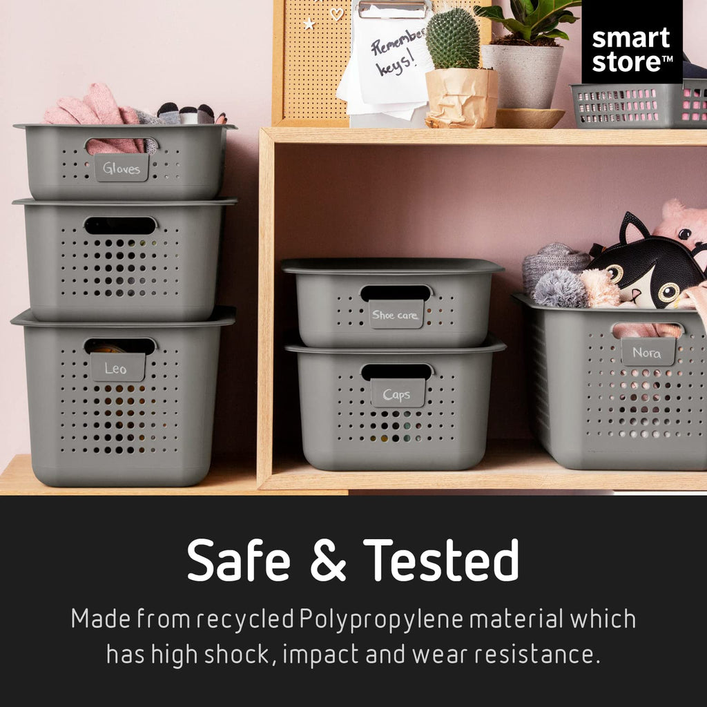 SmartStore 10L Recycled Plastic Storage Basket with handles - Taupe - Sustainable, Stackable and Nestable - 10 Year Guarantee - Medium basket - image 4
