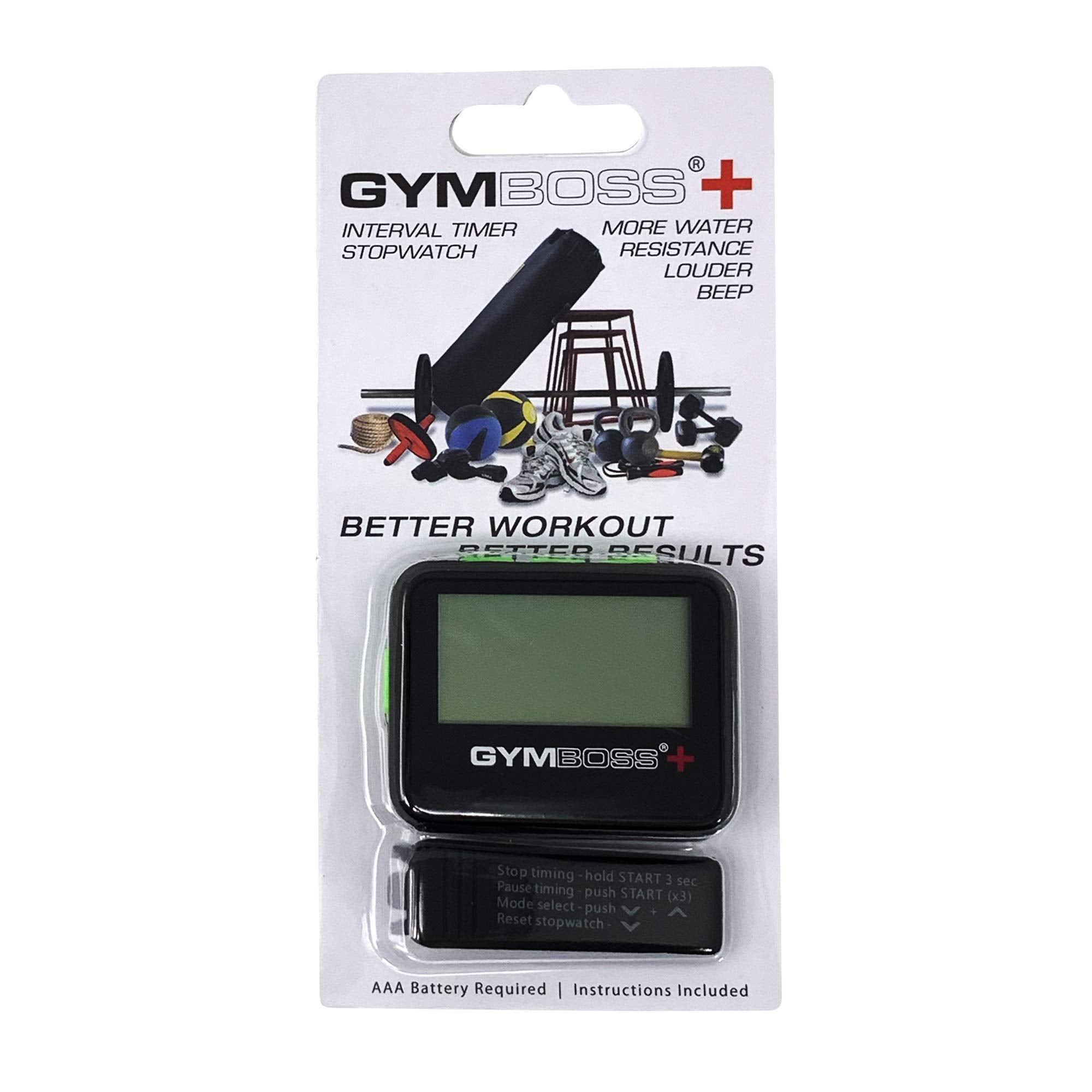 Gymboss PLUS Interval Timer and Watch Strap Bundle - Black/Green
