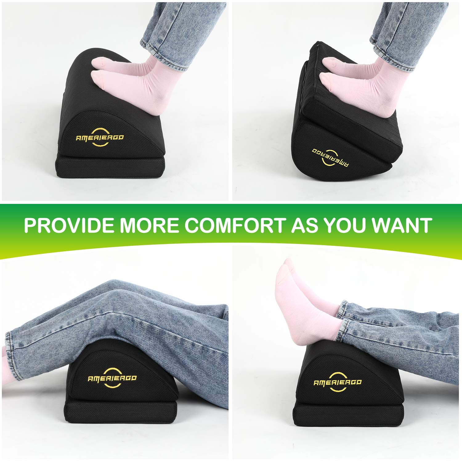 AMERIERGO Ergonomic Foot Rest – Memory Foam Under Desk Footrest