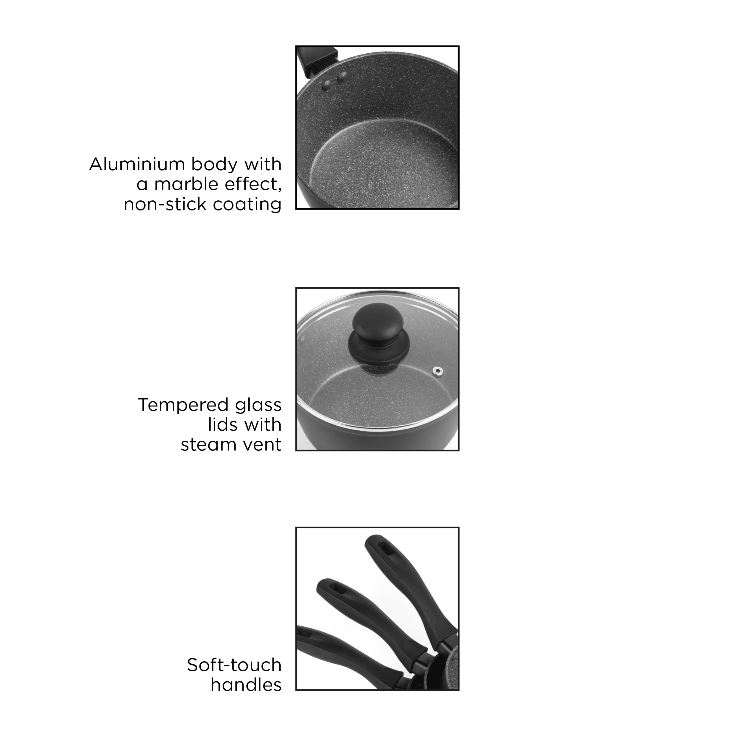 Russell Hobbs Metallic Marble 5 Piece Non-Stick Cookware Set | Induction