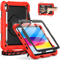 Timecity iPad 11th/10th Gen Case – Heavy Duty Cover with Stand, Red