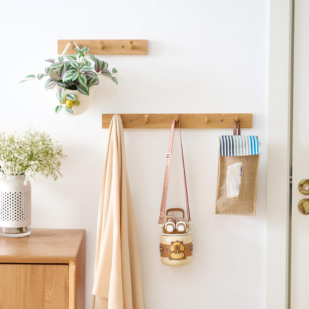 Wooden Coat Rack Wall Mounted, 30cm Hickory Wood Floating Jackets Hooks - image 2
