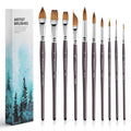 Fuumuui 10Pcs Kolinsky Sable Watercolour Brushes | Professional Art Set