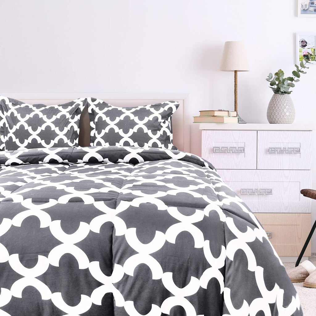 ComfyWell Double Coverless Duvet - Anti-Allergy Microfiber Quilt Set, Grey