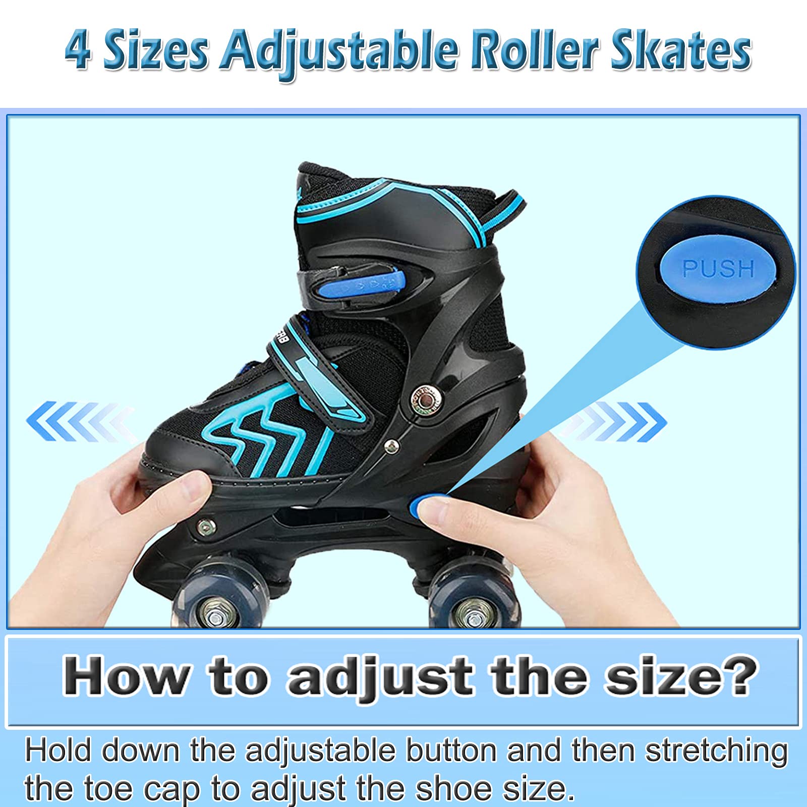 Adjustable Kids Roller Skates with Light Up Wheels