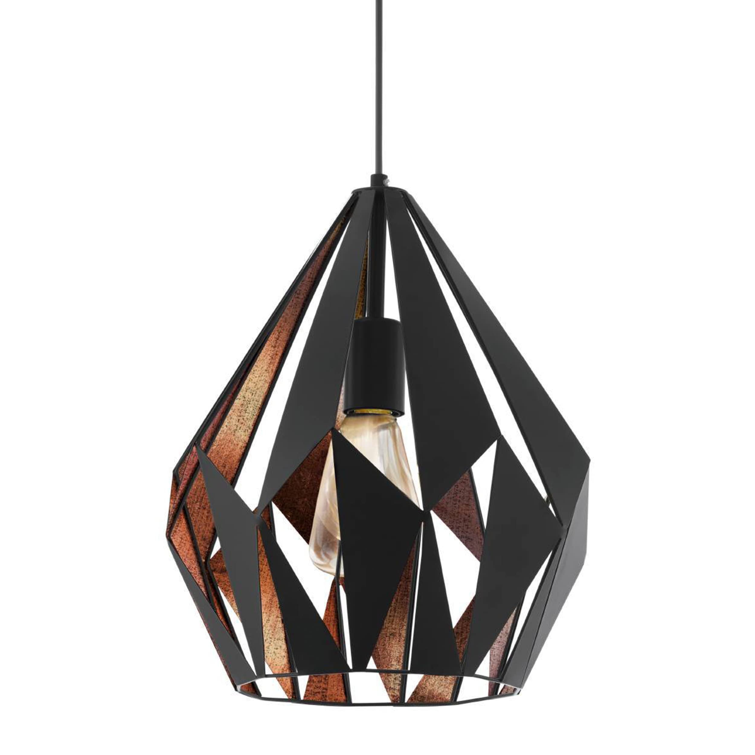 EGLO Vintage Steel Pendant Light | Industrial Black & Copper – 60W