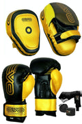 EVO Fitness Matte Boxing Gloves and Focus Pads Set - Maya Nubuck Leather
